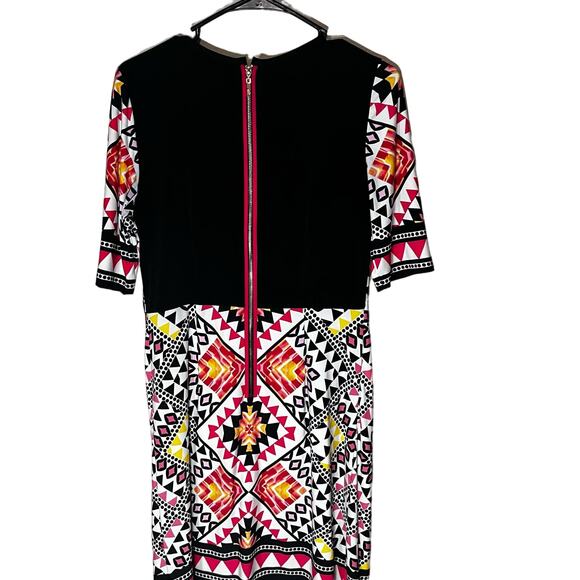 Eliza J Sheath dress knee length short sleeve Shift Sheath sz 6 geometric print - Picture 6 of 9